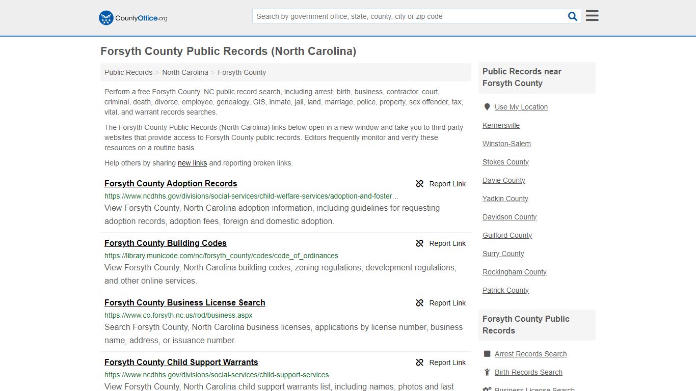 Forsyth County Public Records (North Carolina) - County Office