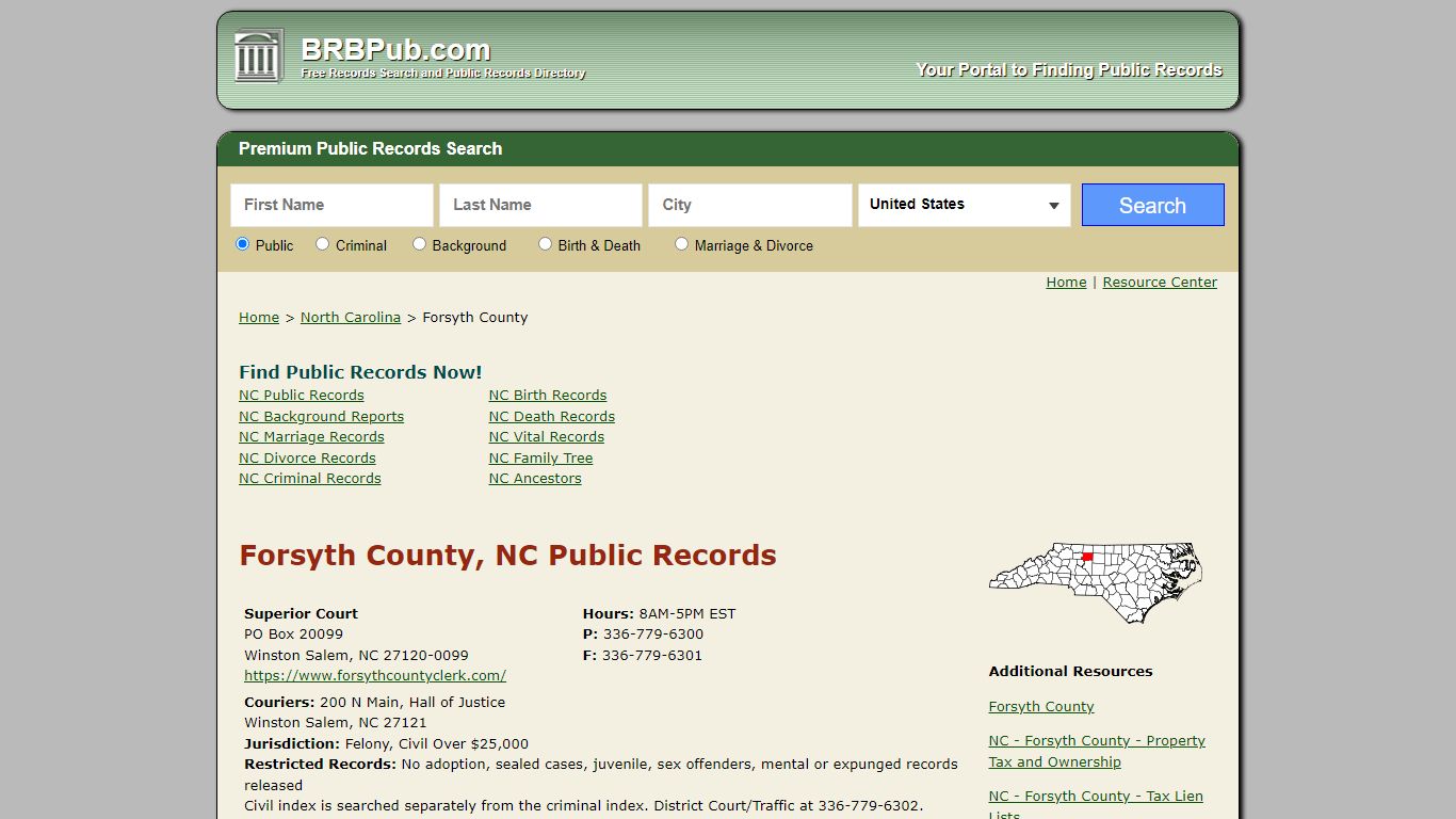 Forsyth County, NC Public Records - BRB Pub